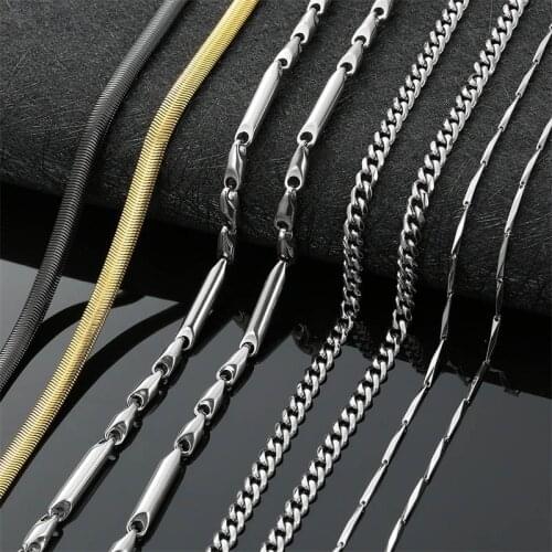 AZIZ BEKKAOUI Stainless Steel Gold Color Snake Necklaces Link Chain Choker Necklace For Men Women Melon Chains 1.5-9mm