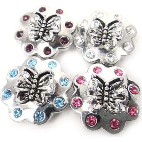 Free shipping butterfly cz stone Fashion metal button charm