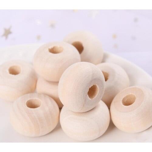 10-30Pcs 14/20/24mm Wooden Beads Natural Eco-Friendly Lead-Free Flat Spacer Loose Wood Bead DIY for Jewelry Making Handmade
