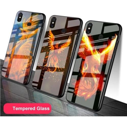 Phoenix Tempered Glass Phone Case For Redmi Note 5 6 7 8 9 Pro Note8T Note9S Redmi8 9 Cover Shell