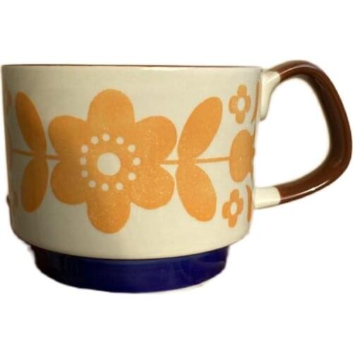 French Retro Ins Flower Japanese Ceramic Breakfast Cup Coffee Cup Water Cup Milk Cup