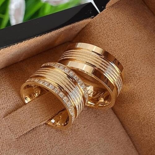 SILVERFONI 925 Sterling Real Silver Wedding Rings Set For Men And Women Jewelry Hand Made Anniversary Gift New Season Gold Plate