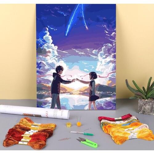 Cartoon Anime Printed Fabric 11CT Cross Stitch Full Kit DIY Embroidery DMC Threads Handicraft Needlework Hobby Decor