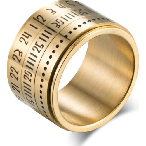 2021 Trends Punk Style Lightning Offers Numbers Time Titanium Rings Wide Big Rotating Stainless Steel Men Female Fashion Jewelry