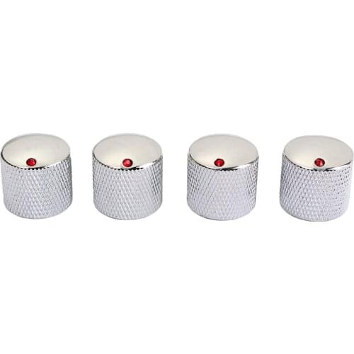 Tooyful Pack of 4 Iron Electric Guitar Tuning Knob Screw Fixing Tone Volume Knobs Buttons with Red Opal Inlay