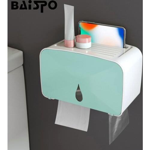 BAISPO Wall Mounted Toilet Paper Holders Multi-function Storage Box Bathroom Waterproof Tissue Box Portable Paper Rack Tools