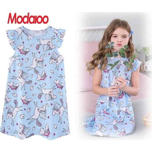ModaIOO Girls Nightgown Nightshirt Pajamas Flutter Sleeve Nightdress Sleepwear Pajamas Dress