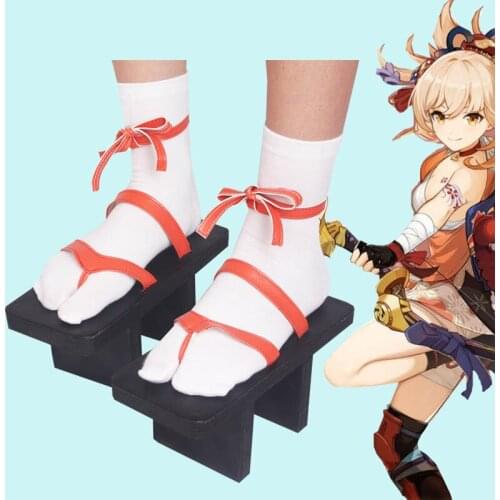 Genshin Impact Yoimiya Cosplay Shoes Japanese Clog Geta Halloween Cosplay Costume Accessories Props