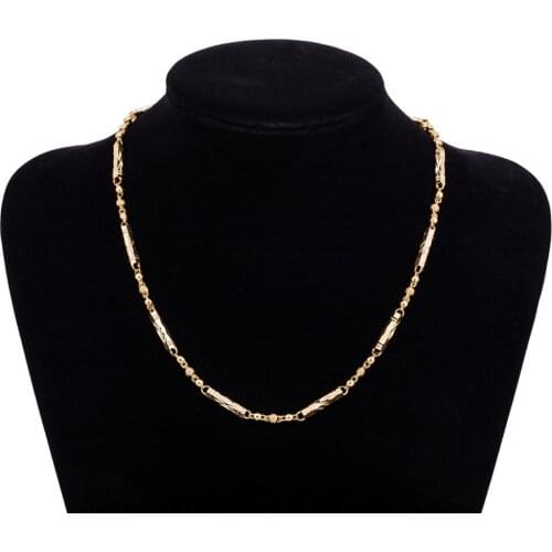 Trendsmax Necklace for Women Men Gold Curb Snail Foxtail Link Chain Gold Necklace 2018 Fashion Jewelry 535mm High Quality Wholes