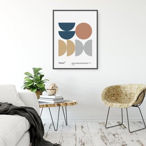 Poster of a mix of Bauhaus and Swiss Minimal Graphic Design Shapes 03 minimalist wall art