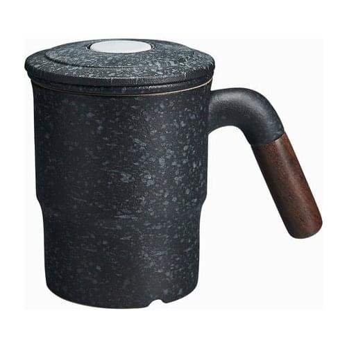 Simple Ceramic Tea Mug Large Capacity With Lid Filter Teacup Home Office Retro Water Cup Drinkware Personality Gift