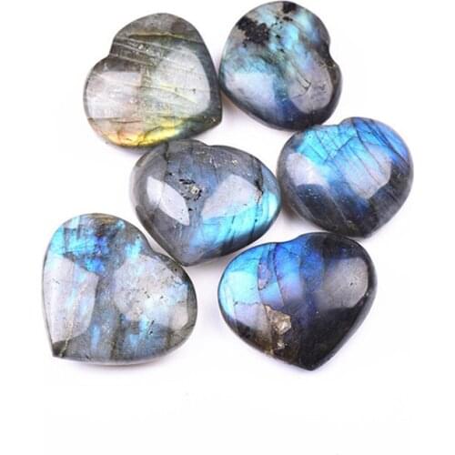 Crystal Labradorite Palm Stone Healing Quartz Gemstone Worry Stone Heart Shape Love Stones Gemstone Worry Stone Heart Shape