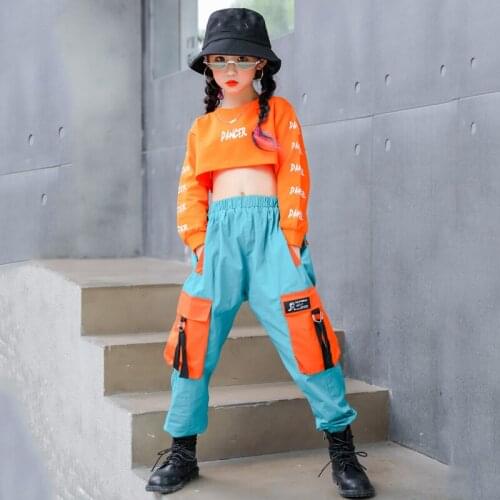 Girls Jazz Dance Costumes Children Hip-Hop Street Dance Catwalk Stage Show Wear Ballroom Hip Hop Dancing Clothes Kids DQS5802