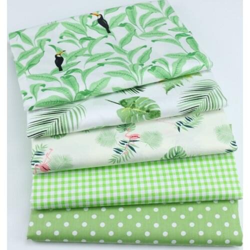 NEW 5pcs Green leaves fat quarter bundle 100% Cotton Fabric for DIY Sewing Patchwork quilting Doll Cloth Textiles Fabric 50*40cm