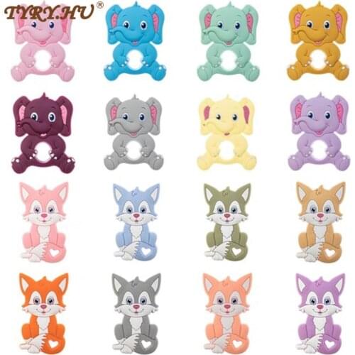 TYRY.HU 1pcs Baby Animal Silicone Teethers Fox Elephant Teething Product Accessories For DIY Pacifier Chains BPA Free