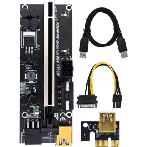 VER009S PCI-E Extender Riser 1x to16x USB 3.0 2 LED Card PCI-E Adapter For GPU
