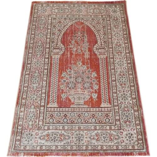 Vintage Pink-Bone Area Carpet Persian Carpet for Living Room Bedroom Mat Slip-Resistant Area Rugs Ethnic Retro high Technology 600.000 Point Density Woven Carpets Prayer Carpet 80 x 125 cm