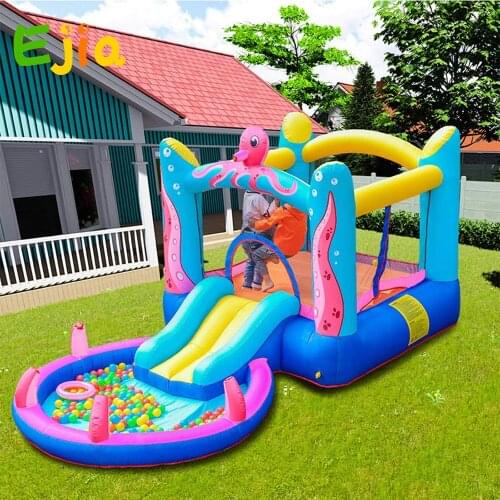 Water Slide Family Garden Octopus Bounce House Inflatable Bouncer Jumper Water Fun Park Child Slide Pool Games with Air Blower