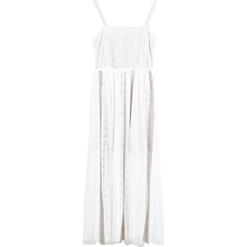 PERHAPS U White Lace Strap Summer Midi Dress Women Female Vocation Beach Holiday Elegant Sundress D0321