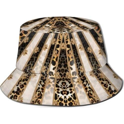 Women Fashion Fisherman Hat Men Bucket Hats Cotton Femme Caps Girls Fold Sun Beach Hat Golden Flower Prints Cap Dropshipping