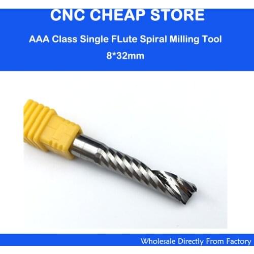 1PC AAA High Quality 8*32mm Single Flute CNC Router Bits One Flute Spiral End Mills Carbide Milling Cutter Spiral Cutter Tools