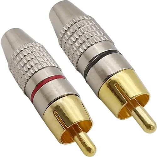 2/4/10Pcs Black & Red RCA Male Connector Solder-free RCA Male Plug Adapter for Audio Cable Plug Video CCTV Camera non Solder