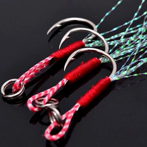 20pcs/pack 11#-14# Blood Slot Jigging Assist Hook Boat Jig Bait Fishing Line Rope Thread Assistant Hook Fish Tackle