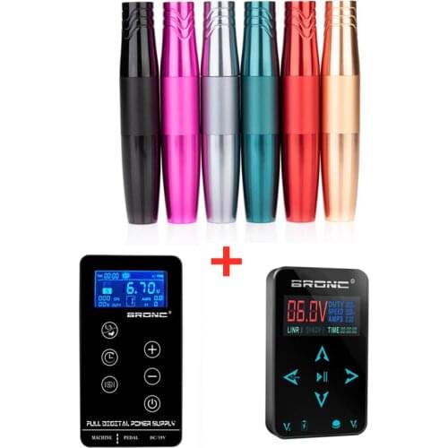 2021 Newest Rotary Tattoo Machine Pen Japan Coreless Motor Strong Quiet For Permanment Make Up Eyebrow With Bronc LCD Power