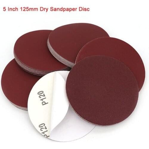 5 Inch 125mm Dry Sandpaper Disc Adhesive Hook And Loop Sanding Paper Grinding And Polishing 60-2000 Grit