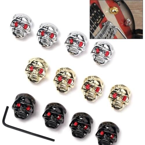 Bass Metal Zinc Alloy Skull Head Control Knob Volume Tone Tuning Knobs Flangerra Replacement Parts Accessories