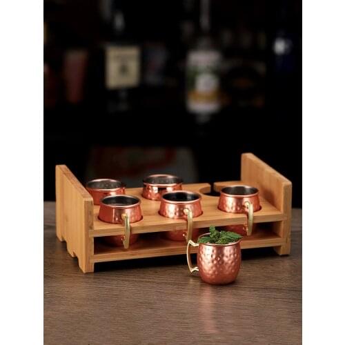 Bar Mini Moscow Mule Cocktail Cup Set With Bamboo Tray Diy Mix Wine Special Drinks Glass Stainless Steel Mug liquor Shot Glasses