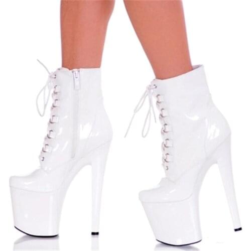 Stage nightclub performance female feeling ankle boots 20 cm high heel, nightclub female pole dancing shoes