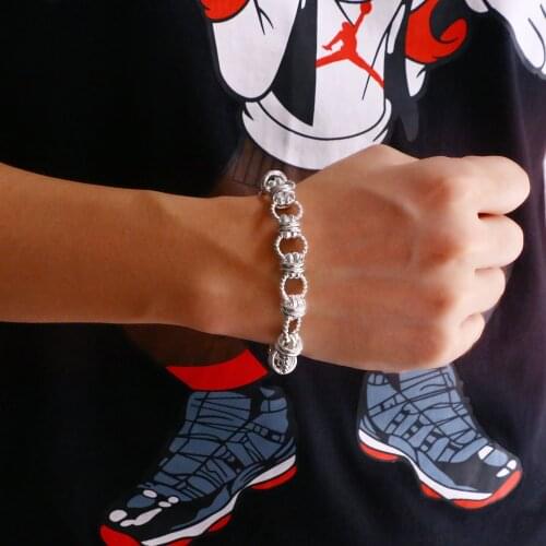 Hot Hip-hop Punk Bracelets For Women Men100% 925 Sterling silver 20cm Link Chains Mens Bracelets Fashion Fine Jewelry Gifts