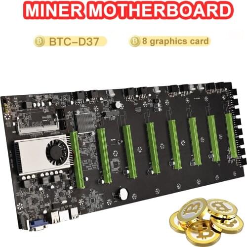 BTC-T37 Mining Machine Motherboard 8Graphics Card Slot DDR3 Memory Integrated VGA Interface Video Card Support 1066/1333/1600MHz