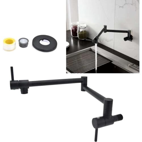 G1/2Inch Copper Kitchen Faucet Wall Mounted Foldable Kitchen Water Tap Single Cold 360 Degree Rotating Sink Faucet Copper Faucet
