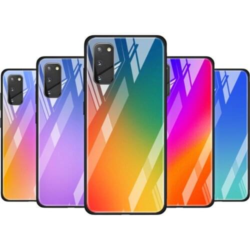 Gradient Color for Samsung Galaxy S20 FE Ultra Note 20 S10 Lite S9 S8 Plus Luxury Tempered Glass Phone Case Cover