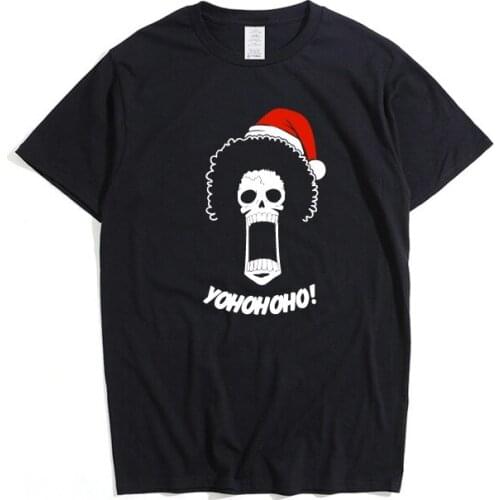 High-Q Unisex Anime ONE PIECE Burukku T-Shirt T shirt Casual Cotton ONE PIECE BROOK skeleton Christmas T-shirt tee T Shirt
