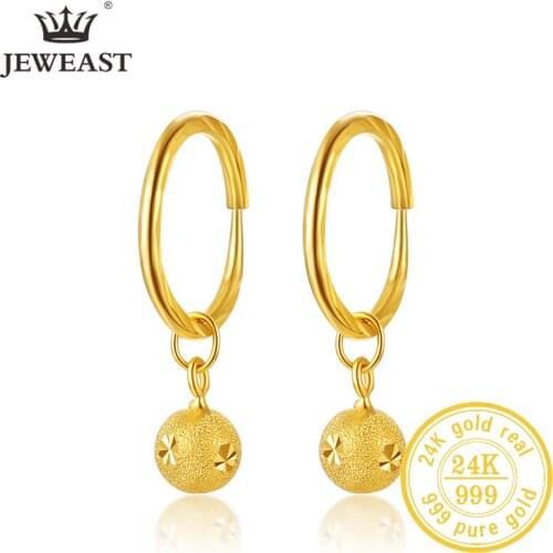 JJJ 24K Pure Gold Earring Real AU 999 Solid Gold Earrings Good Hollow Ball Tassel Upscale Trendy Fine Jewelry Hot Sell New 2020