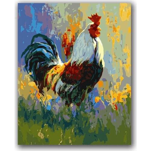 Chicken Big cock painting by numbers animals picture on canvas drawing coloring with kits for childrens room decor