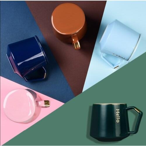 Nordic ins style Home Office Cafe Tazas coffee creramic mug with real gold Best Gift for Festival