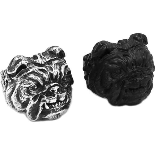 Wholesale Pit Bull Dog Ring Stainless Steel Titanium Jewelry Personality Vintage Black Animal Biker Men Boys Ring 807B