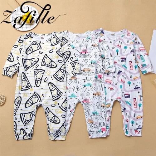 ZAFILLE 6 Colors Newborn Baby Clothes Long Sleeve Jumpsuit For Kids Cartoon Printed Babys Romper Toddler Boys Clothes