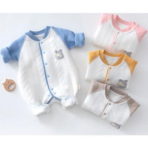 100% Cotton Baby Rompers Winter Clothes Newborn Unisex Thick Jumpsuit Long Sleeve Patchwork Infant Home Wear Pajamas Overalls