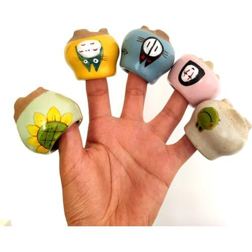 Creative cartoon succulent ceramic flower pot stoneware cartoon mini thumb flower pot Micro landscape bonsai potted decoration