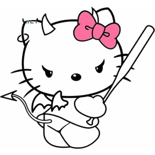 Hot Cute Devil Cat Art Pattern Graffiti Car Stickers Sunscreen Decal Car Assessoires KK13*12cm Vinyl