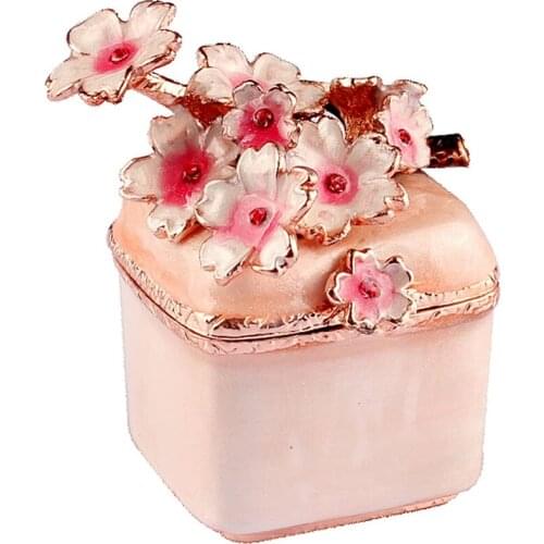 Tiny Cherry Blossoms Figurine Earrings Necklace Jewelry Trinket Box Christmas Gift Keepsaske Craft Home Office Decor Collectible