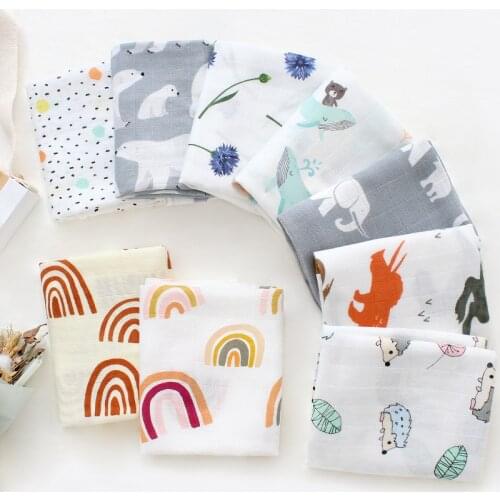 60X60cm Muslin Blanket for Newborn Swaddle Wrap Bamboo Cotton Burp Cloths Towel Baby Shower Gift Feeding Burp Towel Scraf Bibs