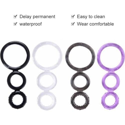 Male Penis Cock Ring TPE Three Links Enlargement Delaying Climax Ejaculation Cock Ring Sex Toys Men Enlarger Erection Lock Rings