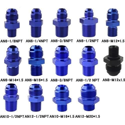 Male AN6 to 1/2 NPT 1/4 NPT 3/8NPT M10*1.5 M20*1.5 Straight Adapter Flare Fitting auto hose fitting Male Oil cooler fitting