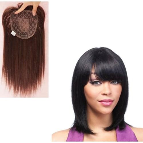 2019 New Top Piece Closure Toupee Black Brown Top Natural Straight Hair Female Hear Resistant Synthetic Hair Piece For Women